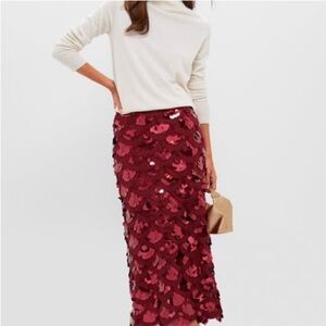Tuckernuck Burgundy Sequin Pencil Skirt